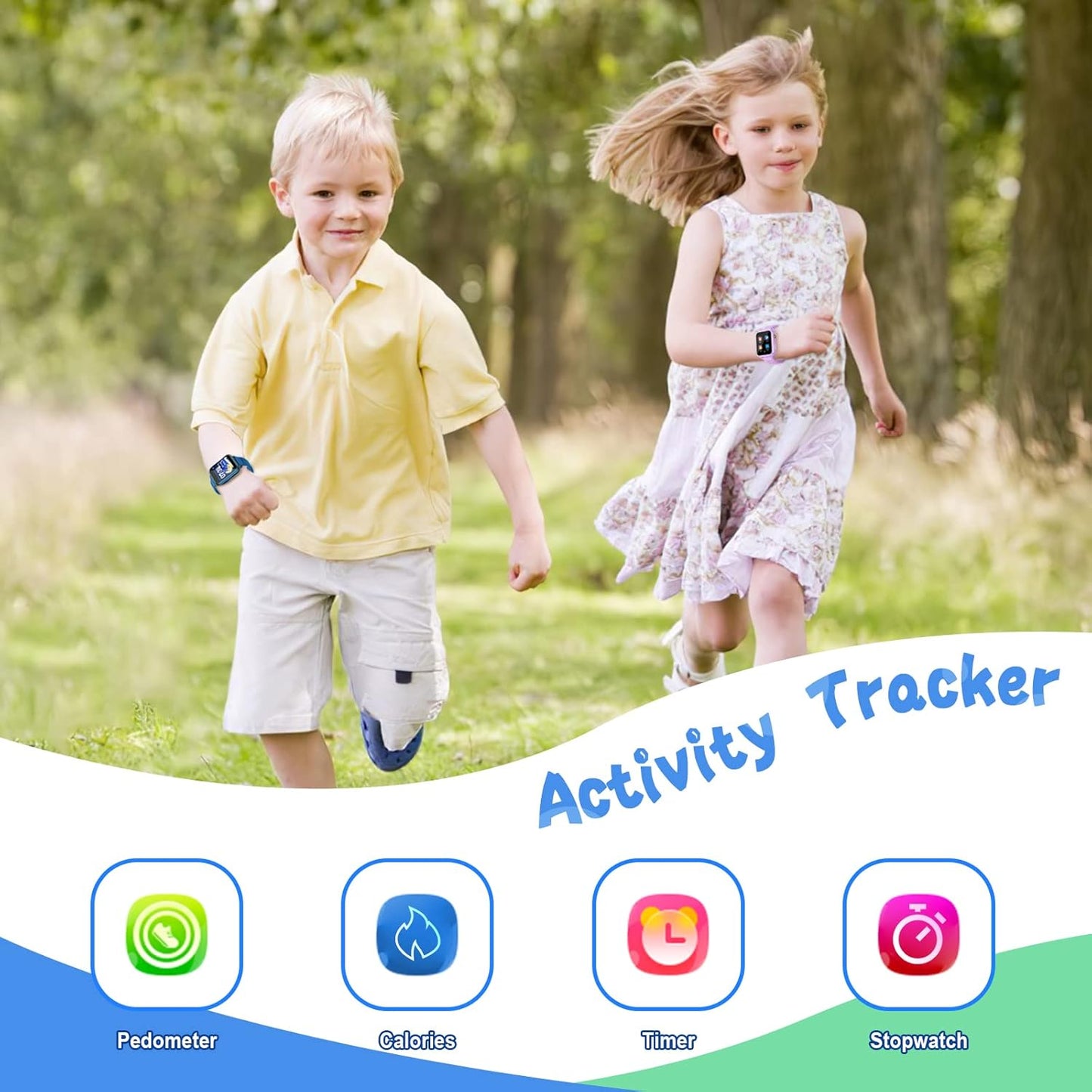 Smart Watch for Kids with 24 Puzzle Games HD Touch Screen Camera Video Music Player Pedometer Alarm Clock Flashlight 12/24 hr Watches Gift 4-12 Year Old Boys Girls Toys Blue