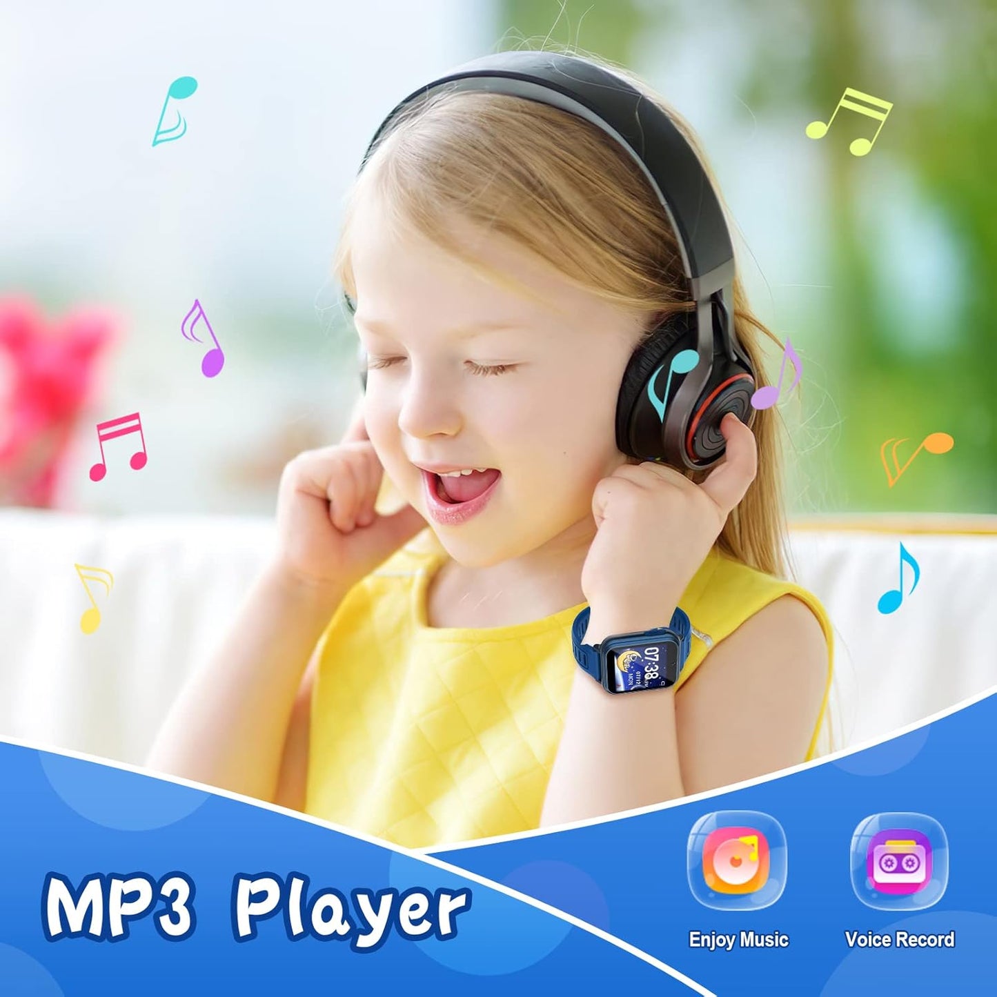 Smart Watch for Kids with 24 Puzzle Games HD Touch Screen Camera Video Music Player Pedometer Alarm Clock Flashlight 12/24 hr Watches Gift 4-12 Year Old Boys Girls Toys Blue