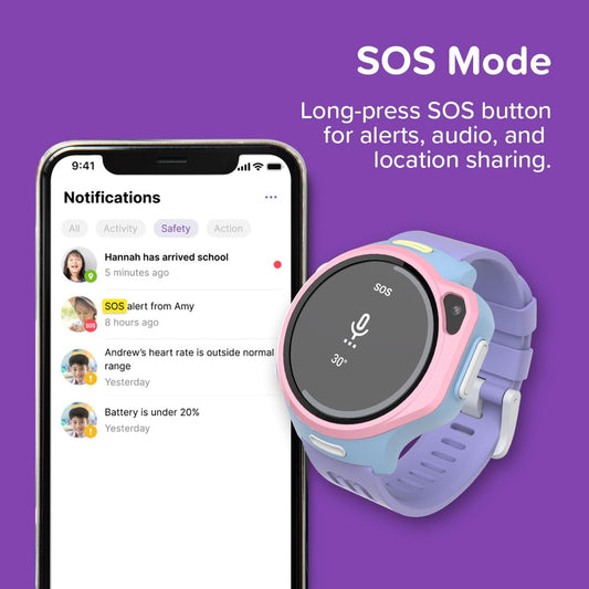 myFirst Fone R2 Kids Smartwatch with eSIM Video Calls Messaging Real-Time GPS Tracking SOS Button Safety Alerts School Mode Music Player Ages 5-12, For USA & Canada Gift for Boys & Girls (Acai Purple)